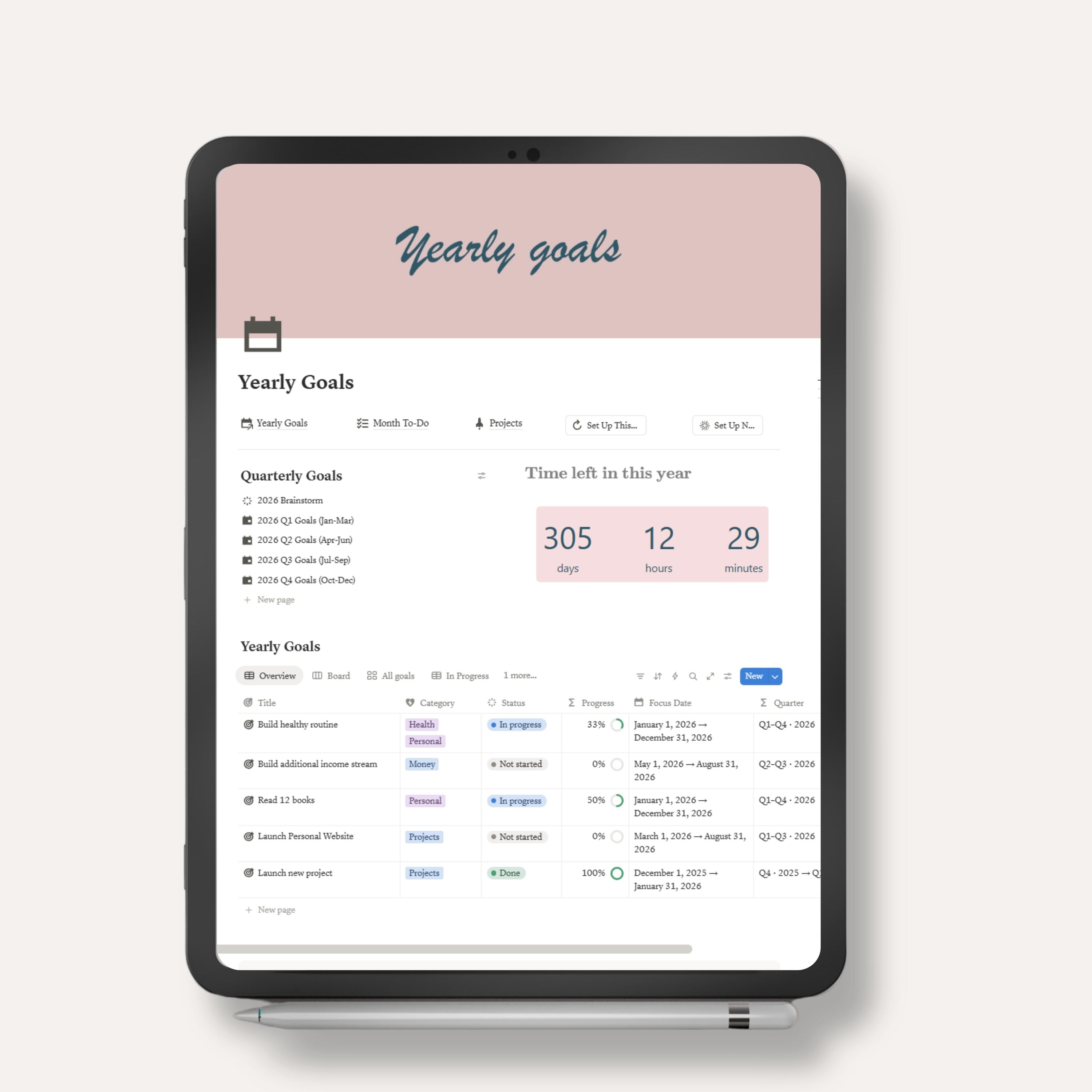 Yearly Goals System